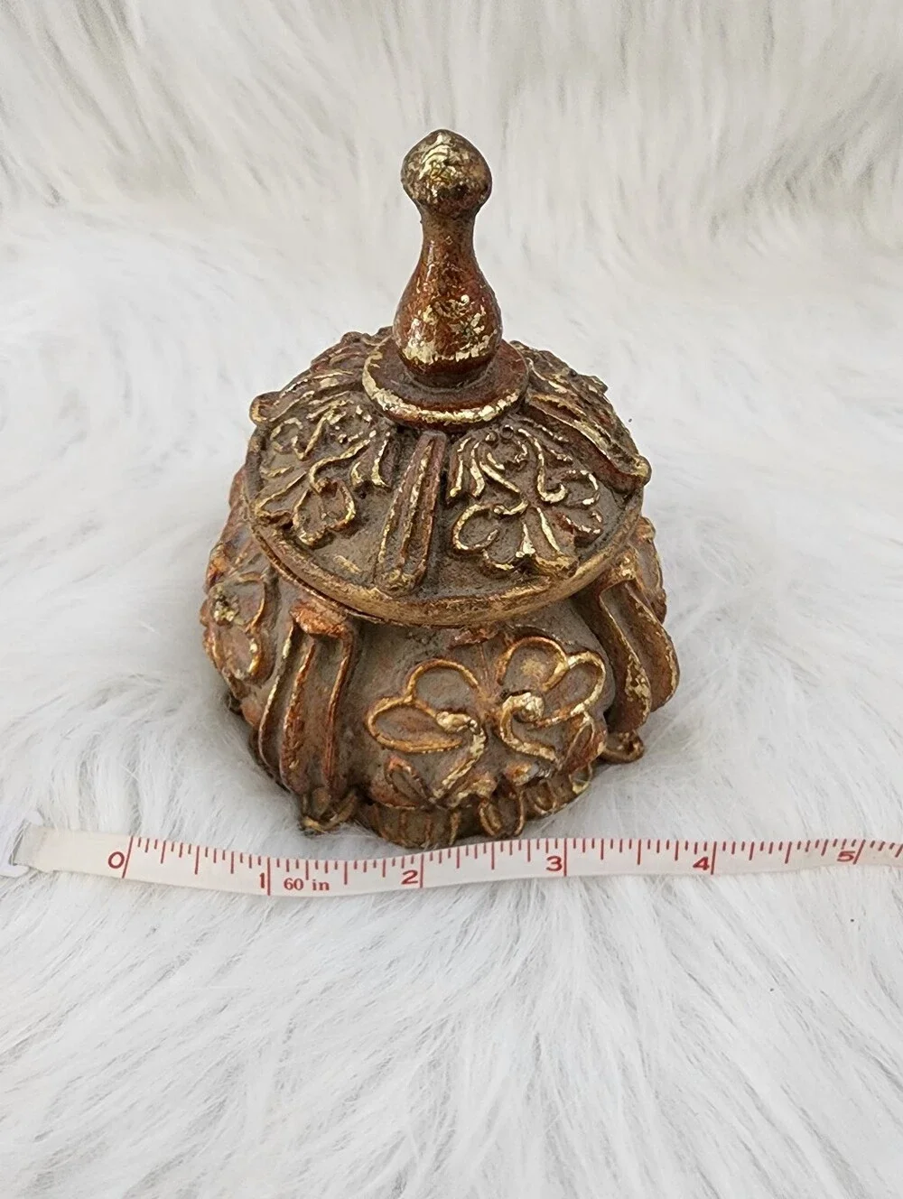 Vintage Gold and Bronze Floral Trinket Box, Jewelry Box, 5
